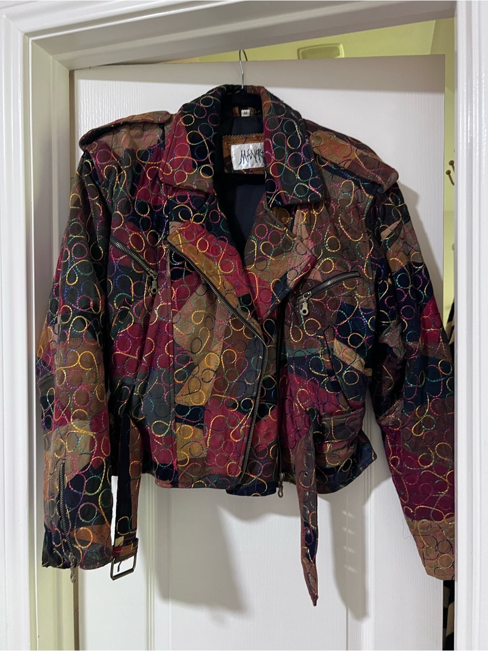 Vintage Manart Multicolor Patterned leather jacket